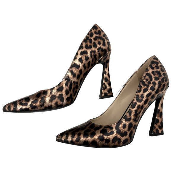 NINE WEST • Metallic Leopard Cheetah Pump Pointed Toe Heels - Picture 10 of 12